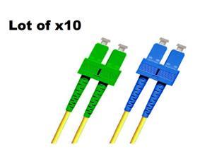 84221 Lot of10 1m SC-APC to SC-UPC 9/125 Singlemode Duplex Fiber Patch Cable 
