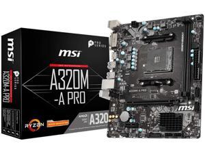 MSI ProSeries AMD A320 1st, 2nd, 3rd Gen Ryzen Compliant AM4 DDR4 HDMI DVI USB 3 Micro-ATX Motherboard (A320M-A PRO) MSI ProSeries AMD A320 1st, 2nd, 3rd Gen Ryzen Compliant AM4 DDR4 HDMI DVI USB 3 Micro-ATX Motherboard (A320M-A PRO)