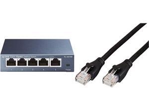 TP-Link 5 Port Gigabit Ethernet Network Switch | Ethernet Splitter | Sturdy Metal w/Shielded Ports | Life Time Warranty & AmazonBasics RJ45 Cat-6 Ethernet Patch Internet Cable - 5 Feet (1.5 Meters) TP-Link 5 Port Gigabit Ethernet Network Switch | Ethernet Splitter | Sturdy Metal w/Shielded Ports | Life Time Warranty & AmazonBasics RJ45 Cat-6 Ethernet Patch Internet Cable - 5 Feet (1.5 Meters)