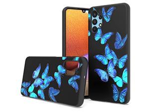 Case For Samsung Galaxy A32 5G Samsung Galaxy A32 5G Case Slim Fit Soft Tpu Crystal Black Case Cover Luxury Blue Butterfly Shockproof Protective For Men Women
