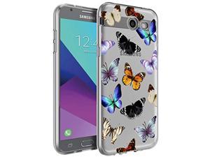 Galaxy J3 Prime/J3 Emerge/Express Prime 2/Amp Prime 2/J3 Mission/J3 Eclipse/J3 Luna Pro Case, Clear Flexible Tpu Soft Rubber Silicone Cover Phone Case For Samsung Galaxy J3 2017 (Butterfly)