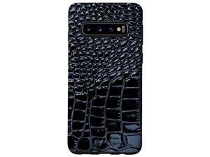 Galaxy S10 Mens Womens Graphic Phone CasesBlack Leather Pattern Case