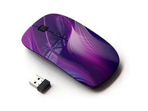 [ Optical 2.4G Wireless Mouse ] [ Curvy Lines Purple Pink Peacock Vinyl ]