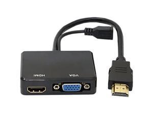 Hdmi To Vga & Hdmi Female Splitter With Audio Video Cable Converter Adapter For Hdtv Pc Monitor