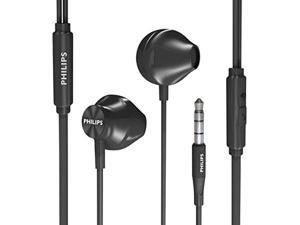 Philips Wired Earbuds With MicrophoneErgonomic ComfortFit In Ear Headphones With Mic For Cell Phones Earphones With Microphone With Bass Clear SoundBlack