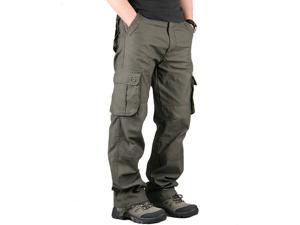 Men's Tactical Pants,Casual Plain Combat Military Cargo Pants with 6 Pockets Outdoor Hiking Work Trousers Bottoms