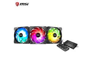 MSI ARGB Case Fans , 120mm ARGB Case Fan , Silent Hydraulic Bearing,PWM Intelligent Speed Regulation,With Remote Controller And Fan Hub,Radiators System (3pcs)