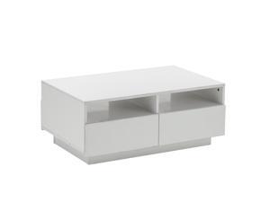 33" High Gloss LED Coffee Table W/2 Open Shelf + 4 Drawers Living Room Furniture 33" High Gloss LED Coffee Table W/2 Open Shelf + 4 Drawers Living Room Furniture