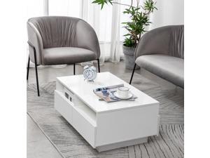 34" Modern High Gloss LED Coffee Table w/ Drawer End Table Living Room Furniture 34" Modern High Gloss LED Coffee Table w/ Drawer End Table Living Room Furniture