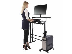 Adjustable Height Multi-function Computer Stand Up Desk Rolling Cart Home Office