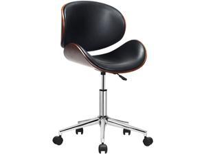 Office Chair, Modern Rolling Swivel Computer Desk Chairs with Back, Adjustable Height, Universal Nylon Casters, Wheels, Ergonomic Heavy Duty, Leather for Home, Office, Black