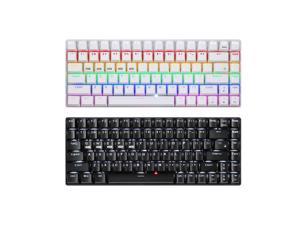 Wireless Bluetooth-compatible Keyboard Colorful Backlit 84-key Mechanical Keyboard Tablet Phone Computer Gaming Keyboard