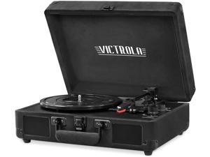 Victrola Vintage 3-Speed Bluetooth Portable Suitcase Record Player with Built-in Speakers, Upgraded Turntable Audio Sound - Black Velvet Victrola Vintage 3-Speed Bluetooth Portable Suitcase Record Player with Built-in Speakers, Upgraded Turntable Audio Sound - Black Velvet