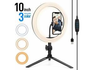 10" LED Ring Light with Tripod Stand & Phone Holder Dimmable Desk Ringlight Kit 10" LED Ring Light with Tripod Stand & Phone Holder Dimmable Desk Ringlight Kit