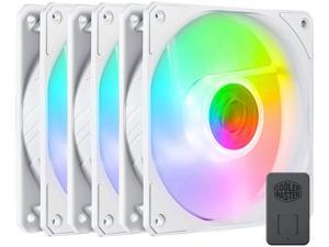 Cooler Master SickleFlow 120 V2 ARGB White Edition 3in1 Square Frame Fan, Customizable LEDs, Air Balance Curve Blade Design, Sealed Bearing, PWM Control for Computer Case & Liquid Radiator