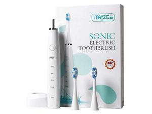 MAYZE Sonic Electric Toothbrush Adults- Rechargeable Travel Toothbrush with 4 Cleaning Modes, Smart Timer and Ipx7 Fully Waterproof Technology 2 Replacement Heads MAYZE Sonic Electric Toothbrush Adults- Rechargeable Travel Toothbrush with 4 Cleaning Modes, Smart Timer and Ipx7 Fully Waterproof Technology 2 Replacement Heads