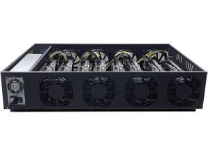 8 GPU Mining Rig 70mm Slots with 2000W Power Supply, 8 Fans Crypto Coin Miner Frame with Barebone Motherboard for Ethereum, Cryptocurrency Mining Case with SSD/RAM (Without GPU)