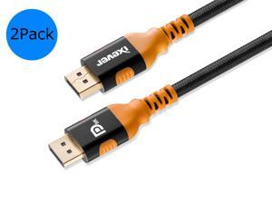 2Pack Displayport 1.4 Cable 4K@144Hz, 8K@60Hz 6.6ft, iXever Display Port Wire Cable 32.4Gbps Support HBR3 HDR10 HDCP 2.2, Nylon Braided Cord for TV,Gaming Monitor, Projector
