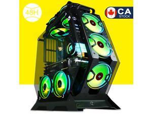 KEDIERS 7 PCS RGB Fans ATX Mid-Tower PC Gaming Case Open Computer Tower Case - USB3.0 - Remote Control - 2 Tempered Glass - Cooling System - Airflow - Cable Management
