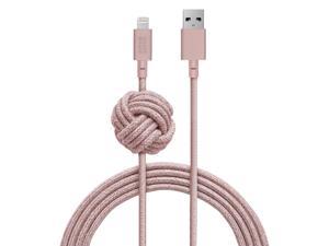Native Union Night Charge/Sync Lightning Cable with Weighted Knot 10ft Rose Charge/Sync Cables
