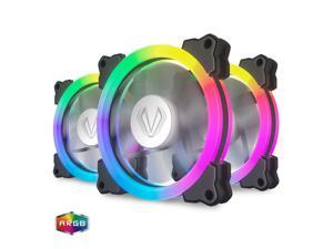 Vetroo SY-120 3 Pack 120mm ARGB Case Fan 5V 3 Pin Addressable Motherboard SYNC with Duo-Ring LED Lighting Controller Free