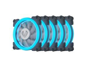 Vetroo Pack of 5 120mm 12cm Halo Ring Ice Blue LED PC CPU Computer Case Cooling Neon Quite Clear Fan Mod 4 Pin/3 Pin for PC Case/CPU Cooler