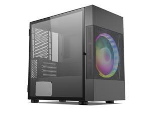 Vetroo M01 Compact Micro-ATX Mini ATX PC Gaming Case with 200mm LED Fan, Mini-Tower Tempered Glass Panel, Mesh Airflow Water Cooler Support