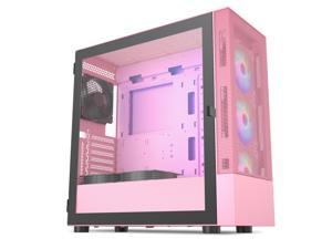 Vetroo AL600 Pink Mid-Tower ATX PC Case, 3x 120mm ARGB Fans, 3x 120mm Regular Fans Pre-installed, Top 360mm Radiator Support Mesh Computer Gaming Case, Controller Hub Included Pink