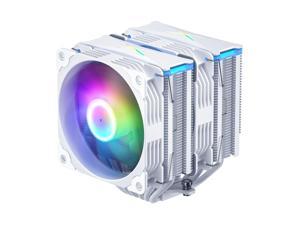 Vetroo U6PRO White Dual Tower CPU Cooler w/ 6pcs Heatpipes, Top ARGB Lighting, 120mm ARGB & PWM Air Cooler 220W TDP for Intel LGA 1700/1200 AMD AM5/AM4