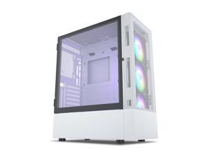 Vetroo A03 ATX Mid-Tower PC Gaming Case Pre-installed 3pcs ARGB PWM Fans w/ Controller, Door Opening Hinged Tempered Glass Side Panel, High Airflow Mesh Front and Dust Filter-White