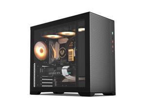 Vetroo AL-MESH-7C Compact ATX PC Case, Front Power Supply, Top 360mm Radiator Support, Type-C & USB 3.0 I/O Panel, High-Airflow Mesh Gaming Case w/ Rear 120mm ARGB & PWM Fan