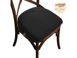 Big Hippo Office Home Chair Pads, Memory Foam Chair Seat Cushion Non Slip Rubber Back Thicken Chair Padding with Elastic Bands for Home Office Outdoor Seats ( Black - 1pc )