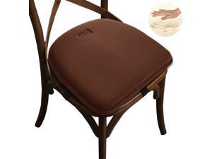 Big Hippo Chair Pads, Memory Foam Chair Seat Cushion Non Slip Rubber Back Thicken Chair Padding with Elastic Bands for Home Office Outdoor Seats (Brown-1pc)