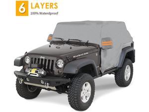 Big Ant Car Cover,Waterproof 6 Layers Car Cab Cover for Jeep Wrangler 2 Doors,Heavy Duty Half Car Cover Protect from Snow Rain Hail Sunshine,Fit for SUV Jeep Wrangler JKU JLU 1987-2021