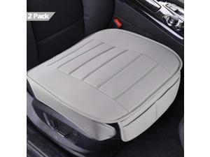 Car Seat Covers 2 Pack, Edge Wrapping Car Front Seat Covers Pad Mat for Auto with PU Leather Gray