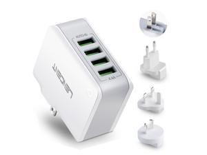 Multiple USB Wall Charger, [22W/4.4A] LENCENT 4 Port USB Travel Adapter, All in One USB Charger Plug with UK US EU European AUS Worldwide International Travel Phone Charger Fit for iPhone, IPad & More