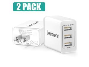 LENCENT USB Wall Charger Plug, 2 Pack 17W 3-Port USB Plug Cube Portable Charger Adapter for iPhone 11/ Xs/XS Max/XR/X/8/7/6/Plus, iPad Pro/Air 2/Mini 4/3, Galaxy/Note/Edge,LG,Huawei,Nexus and More LENCENT USB Wall Charger Plug, 2 Pack 17W 3-Port USB Plug Cube Portable Charger Adapter for iPhone 11/ Xs/XS Max/XR/X/8/7/6/Plus, iPad Pro/Air 2/Mini 4/3, Galaxy/Note/Edge,LG,Huawei,Nexus and More