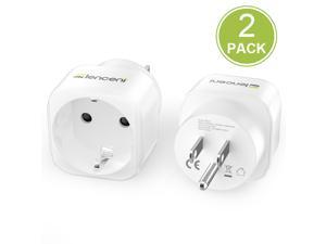 Europe to US Plug Adapter, [2 Packs] LENCENT European to USA Adapter, American Outlet Plug Adapter, EU to US Adapter, Europe to USA Travel Plug Converter