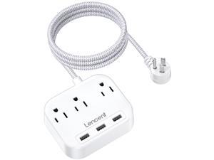 Power Strip with USB, 3 Outlet 3 USB Charging Ports (17W/ 3.4A), Flat Plug with 6.6ft Braided Extension Cord, Desktop & Wall Mountable, Compact for Cruise Ship, Travel, Home, Office