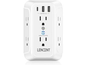 USB Wall Charger, 6 Outlet Extender, PD Type-c & 2 USB A Ports,1728J Power Strip Multi Plug,3-Sided Surge Protector Widely Spaced Adapter Expander,Mountable Wall tap for Home Travel Office,ETL Listed