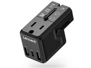 International Travel Power Adapter, LENCENT Mini All-in-One Charger, 2.4A USB, 3.0A Type-C Wall Charger, European Plug Adaptor, Universal Outlet Converter, for US to UK, Japan, EU Europe, Type A/I/G/C