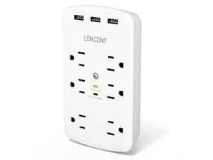 Outlet Extender, LENCENT Surge Protector with Removable Shelf, 6 Prong Extension&3 USB Charging Ports, USB Charger Multiple Socket Adapter Multi Plug Splitter Expander Wall Tap,ETL Listed