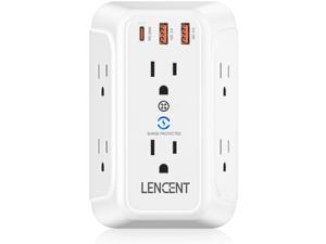 USB Wall Charger, Surge Protector 6 Outlets & PD20W &2 USB-A Ports, 1728J Power Strip Multi Plug,3-Sided Widely Spaced Adapter Multiple Extender Expander,Mountable Wall tap, ETL Listed
