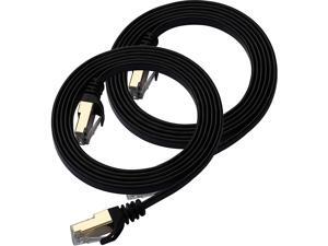 CAT 7 Ethernet Cable 6.5 Ft 2 Pack Black Flat Gigabit High Speed Gigabit Shielded RJ45 LAN Cable CAT 7 Ethernet Cable 6.5 Ft 2 Pack Black Flat Gigabit High Speed Gigabit Shielded RJ45 LAN Cable