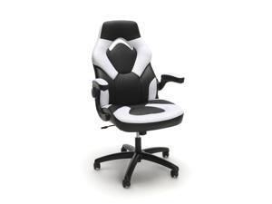 Essentials Collection Racing Style Bonded Leather Gaming Chair, in White Essentials Collection Racing Style Bonded Leather Gaming Chair, in White