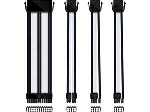 PSU Cable Extension Sleeved Custom Mod GPU PC Power Supply Soft Nylon Braided with Comb Kit 24PIN/8PIN to 6+2Pin/ 8PIN to 4+4PIN-30CM 300MM - Black and White PSU Cable Extension Sleeved Custom Mod GPU PC Power Supply Soft Nylon Braided with Comb Kit 24PIN/8PIN to 6+2Pin/ 8PIN to 4+4PIN-30CM 300MM - Black and White
