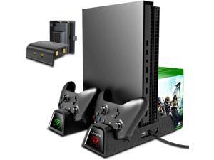 Vertical Cooling Stand Compatible with Xbox ONE X/ONE S/Regular ONE, Cooler Cooling Fan with 2PACK 600mAh Batteries,Games Storage, Dual Controller Charging Docking Station for Xbox ONE/S/X Vertical Cooling Stand Compatible with Xbox ONE X/ONE S/Regular ONE, Cooler Cooling Fan with 2PACK 600mAh Batteries,Games Storage, Dual Controller Charging Docking Station for Xbox ONE/S/X
