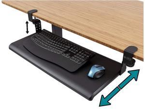 Large ClampOn Retractable Adjustable Keyboard TrayUnder Desk Keyboard Tray  Improve Comfort while Increasing Usable Desk Space 275 W x 1225 D Black Large