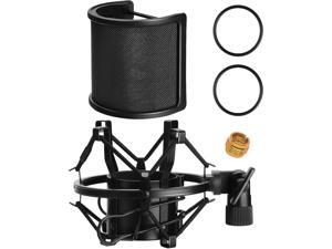 Microphone AT2020 Shock Mount with Pop Filter, Universal Shock Mount for 46mm-53mm Diameter Mic compatible for AT2020 Anti-Vibration Suspension Microphone Shock Mount Bonus Screw Adapter Microphone AT2020 Shock Mount with Pop Filter, Universal Shock Mount for 46mm-53mm Diameter Mic compatible for AT2020 Anti-Vibration Suspension Microphone Shock Mount Bonus Screw Adapter