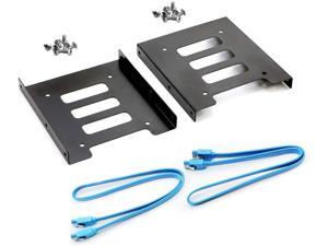 SAISN HDD SSD Mounting Bracket 2.5 to 3.5 Adapter Hard Drive Holder (Single Drive 2 Pack + Blue SATA III Cables) SAISN HDD SSD Mounting Bracket 2.5 to 3.5 Adapter Hard Drive Holder (Single Drive 2 Pack + Blue SATA III Cables)